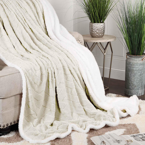 Sherpa Fleece Blanket Reversible Plush Fluffy Nuuk Jacquard