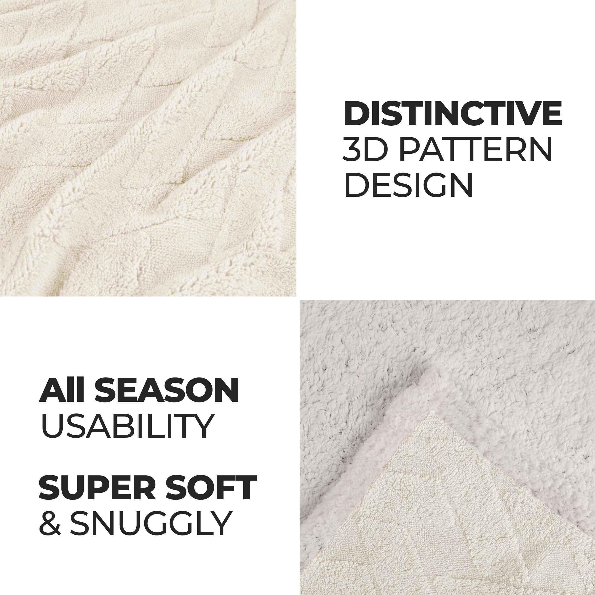 Nuuk Jacquard Lattice Fleece Plush Fluffy Sherpa Reversible Blanket
