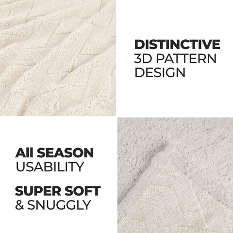 Sherpa Fleece Blanket Reversible Plush Fluffy Nuuk Jacquard