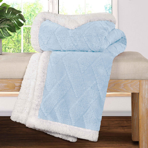 Sherpa Fleece Blanket Reversible Plush Fluffy Nuuk Jacquard