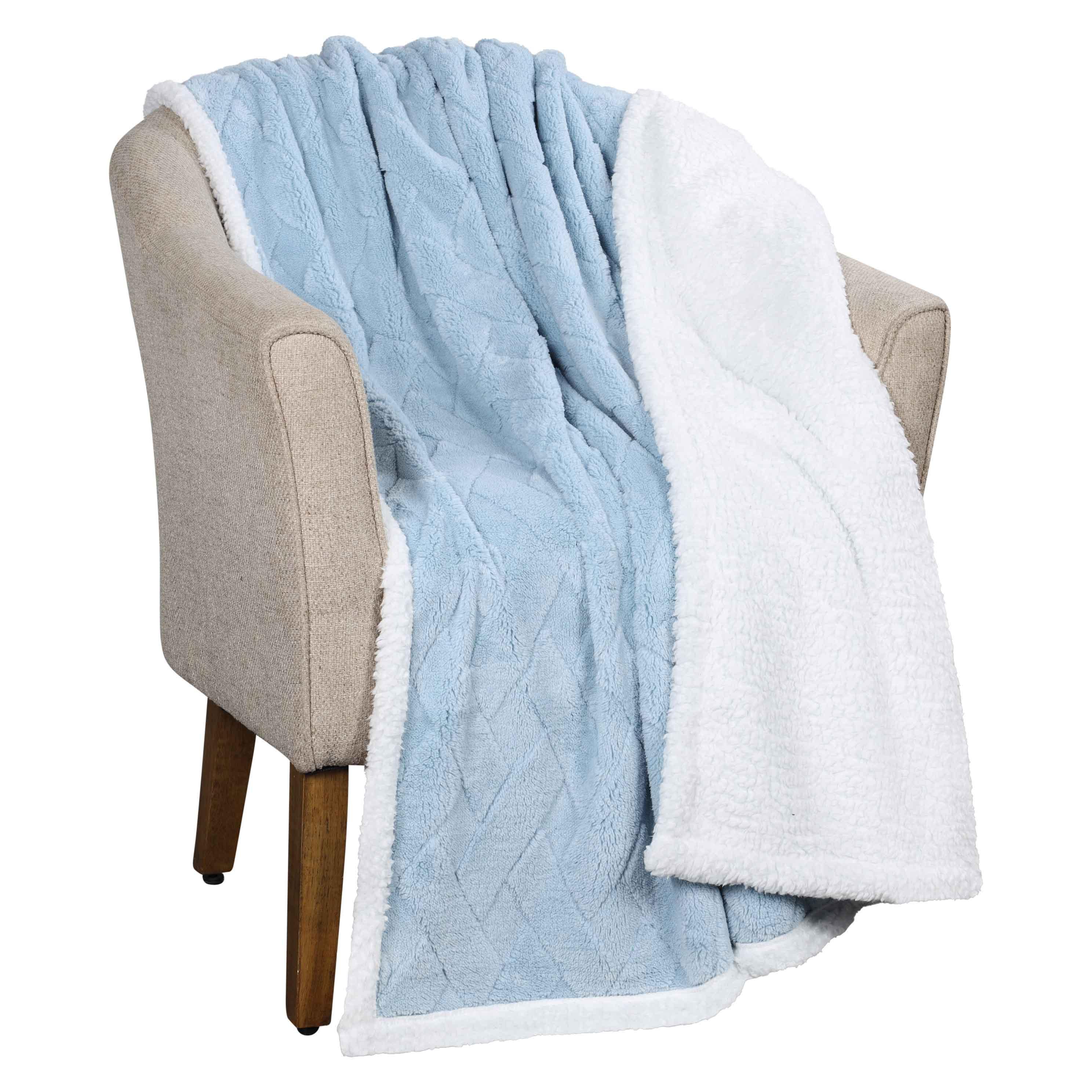 Nuuk Jacquard Lattice Fleece Plush Fluffy Sherpa Reversible Blanket