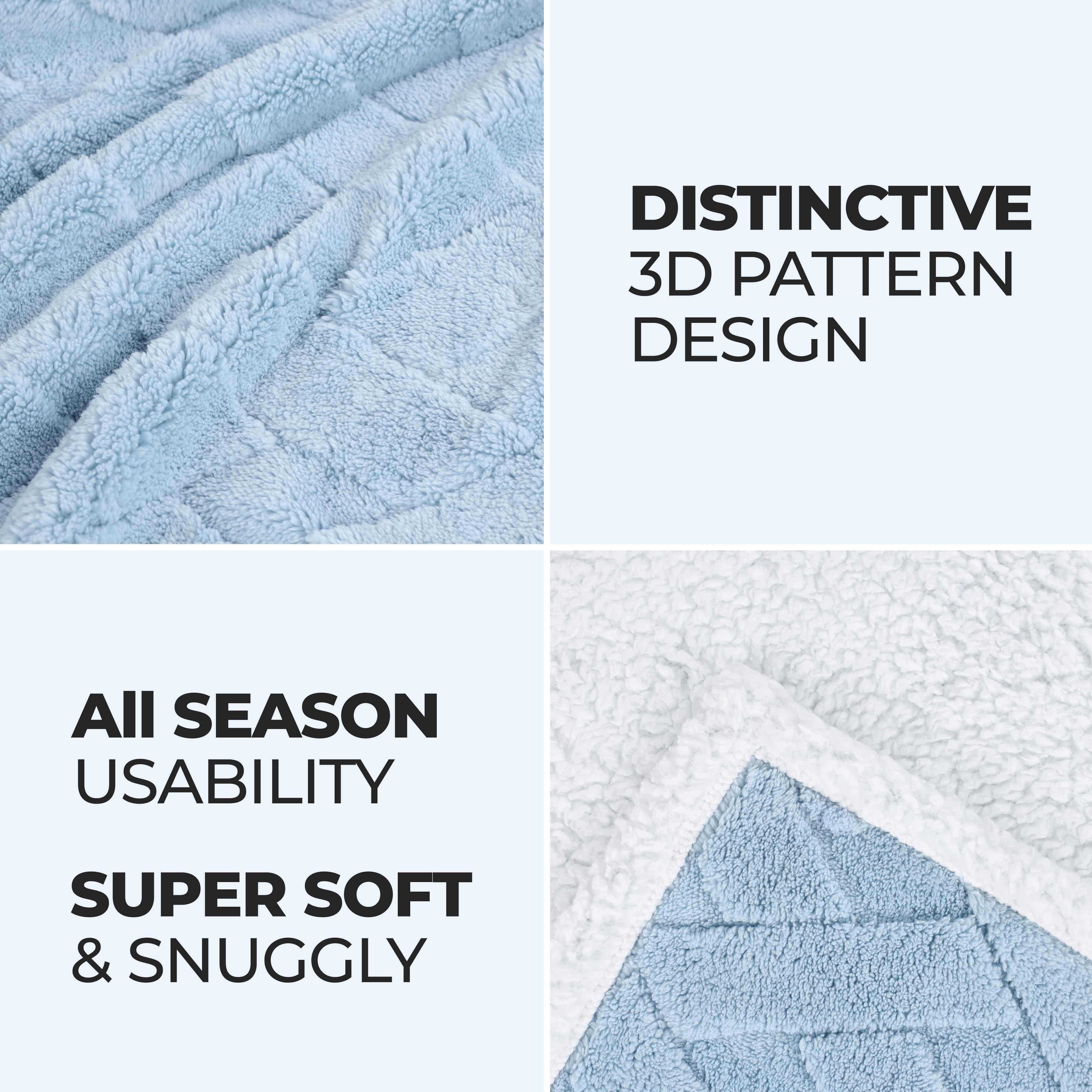 Nuuk Jacquard Lattice Fleece Plush Fluffy Sherpa Reversible Blanket