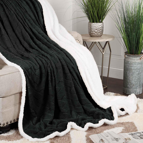 Sherpa Fleece Blanket Reversible Plush Fluffy Nuuk Jacquard