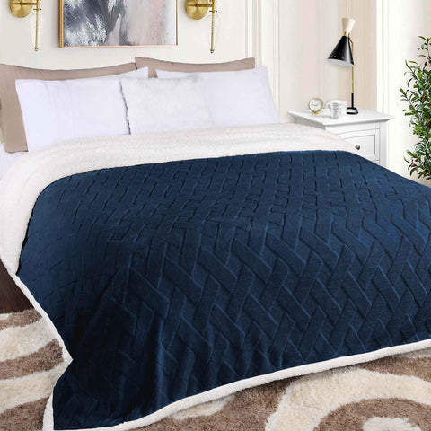 Sherpa Fleece Blanket Reversible Plush Fluffy Nuuk Jacquard