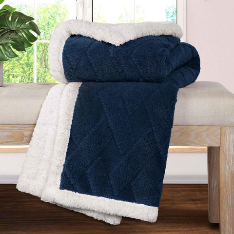 Sherpa Fleece Blanket Reversible Plush Fluffy Nuuk Jacquard