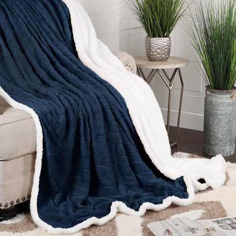 Sherpa Fleece Blanket Reversible Plush Fluffy Nuuk Jacquard
