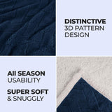 Nuuk Jacquard Lattice Fleece Plush Fluffy Sherpa Reversible Blanket
