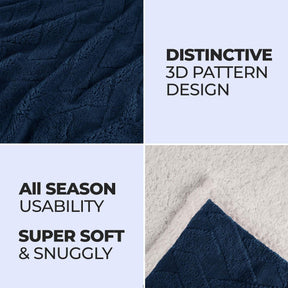 Nuuk Jacquard Lattice Fleece Plush Fluffy Sherpa Reversible Blanket