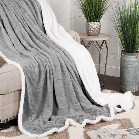 Sherpa Fleece Blanket Reversible Plush Fluffy Nuuk Jacquard