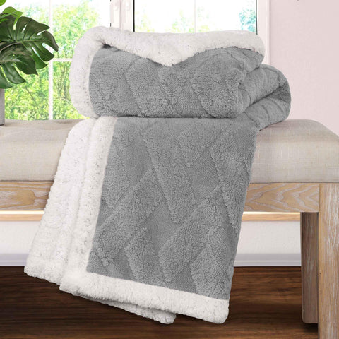 Sherpa Fleece Blanket Reversible Plush Fluffy Nuuk Jacquard