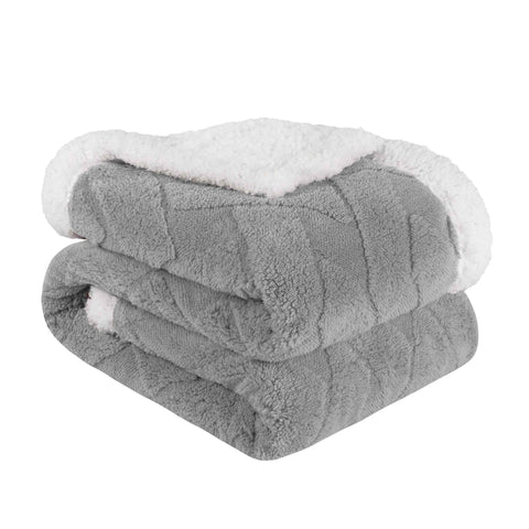 Sherpa Fleece Blanket Reversible Plush Fluffy Nuuk Jacquard