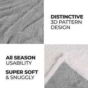 Nuuk Jacquard Lattice Fleece Plush Fluffy Sherpa Reversible Blanket