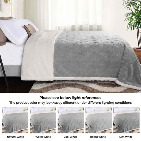Sherpa Fleece Blanket Reversible Plush Fluffy Nuuk Jacquard