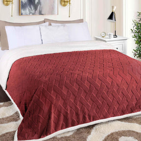 Nuuk Jacquard Lattice Fleece Plush Fluffy Sherpa Reversible Blanket