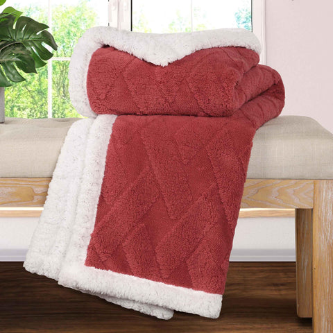 Sherpa Fleece Blanket Reversible Plush Fluffy Nuuk Jacquard