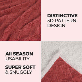 Nuuk Jacquard Lattice Fleece Plush Fluffy Sherpa Reversible Blanket