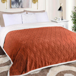 Nuuk Jacquard Lattice Fleece Plush Fluffy Sherpa Reversible Blanket