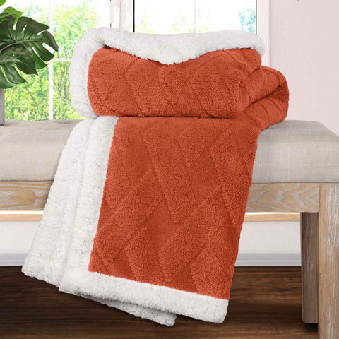 Sherpa Fleece Blanket Reversible Plush Fluffy Nuuk Jacquard
