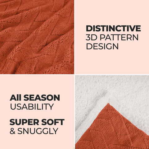 Sherpa Fleece Blanket Reversible Plush Fluffy Nuuk Jacquard