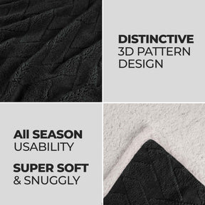 Nuuk Jacquard Lattice Fleece Plush Fluffy Sherpa Reversible Blanket