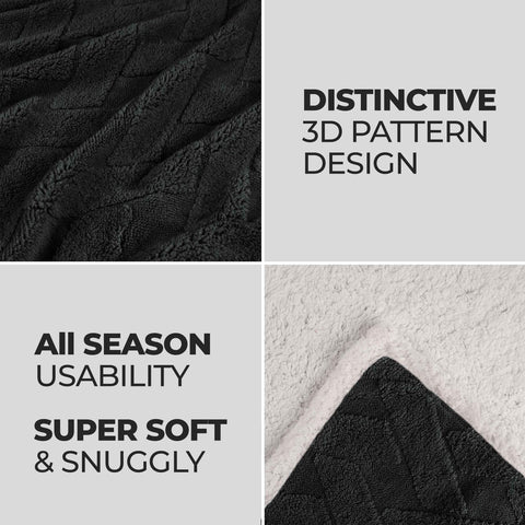 Sherpa Fleece Blanket Reversible Plush Fluffy Nuuk Jacquard