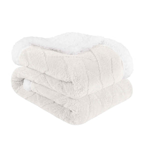 Nuuk Jacquard Lattice Fleece Plush Fluffy Sherpa Reversible Blanket