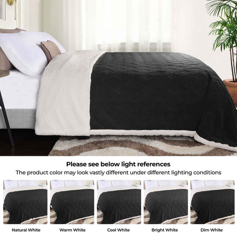 Sherpa Fleece Blanket Reversible Plush Fluffy Nuuk Jacquard