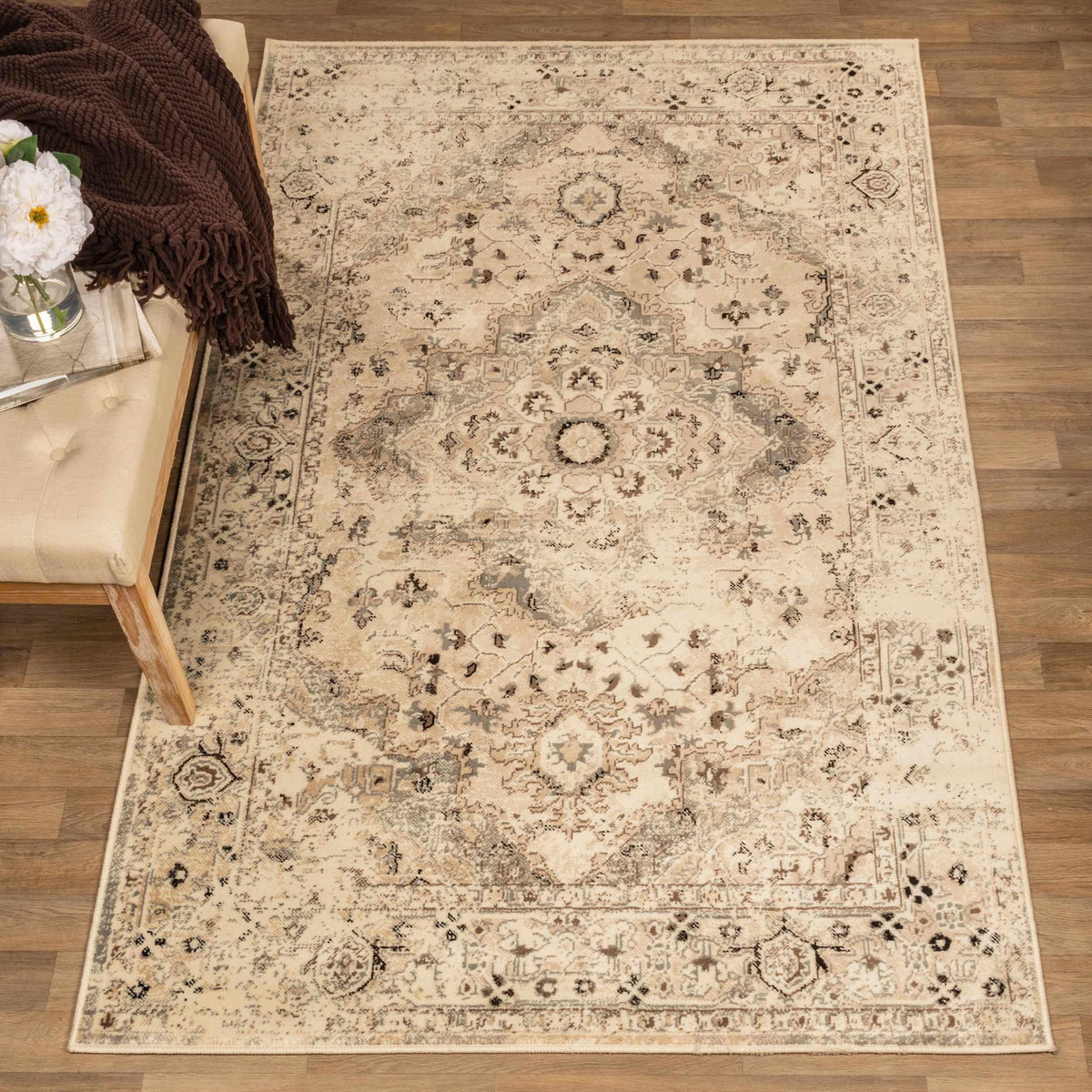 Nysa Bohemian Floral Vines Indoor Area Rugs Or Runner Rug