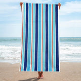 Ocean Stripe Oversized Cotton 4 Piece Beach Towel Set