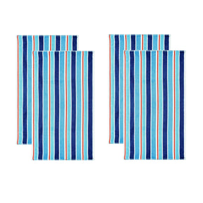 Ocean Stripe Oversized Cotton 4 Piece Beach Towel Set