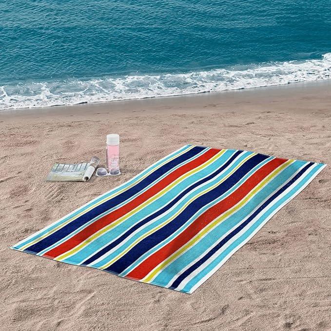 Oceana Stripe Oversized Cotton 2 Piece Beach Towel Set