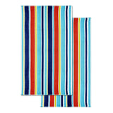 Oceana Stripe Oversized Cotton 2 Piece Beach Towel Set