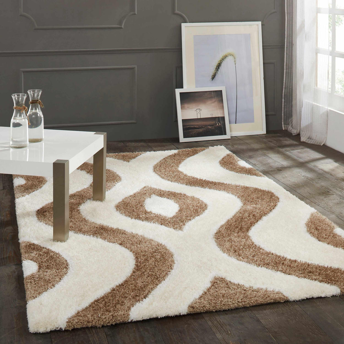 Ogee Retro Abstract Hand-Tufted Shag Area Rug or Runner Rug