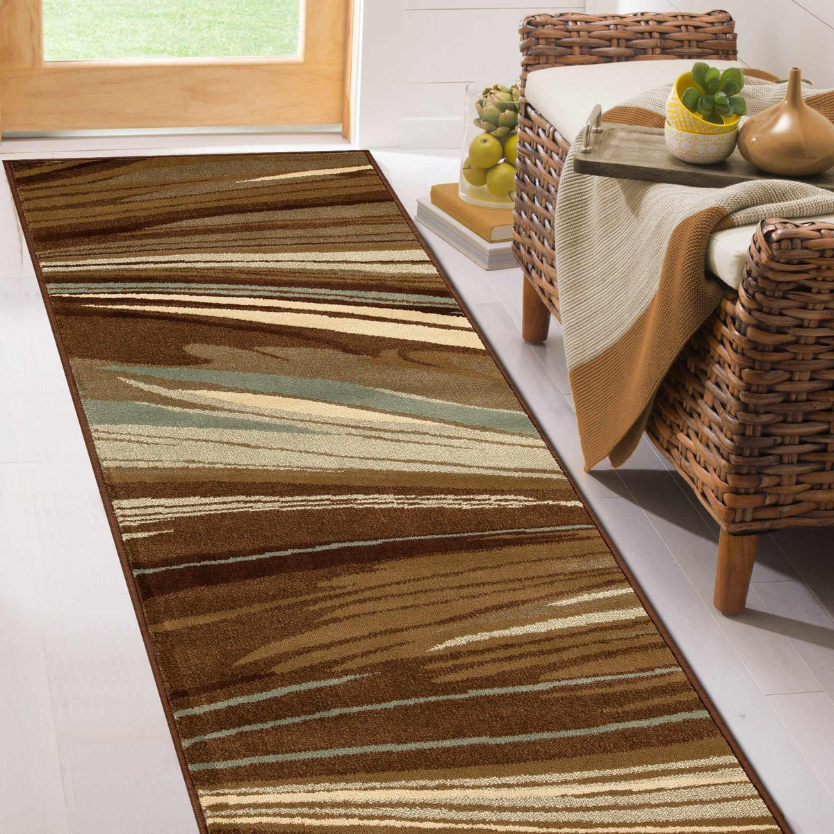 Ondes Abstract Wavy Lines Indoor Area Rugs or Runner Rug