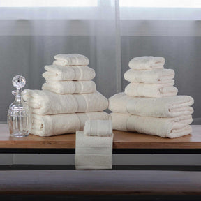 Organic Cotton Plush Solid Assorted 12 Piece Towel Set