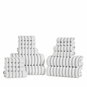 Organic Cotton Wave Plush Striped Assorted 16 Piece Towel Set