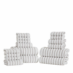 Organic Cotton Wave Plush Striped Assorted 16 Piece Towel Set