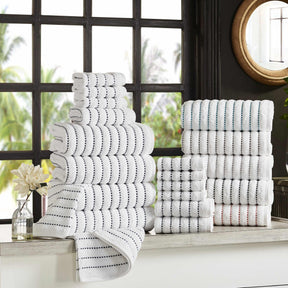 Organic Cotton Wave Plush Striped Assorted 16 Piece Towel Set