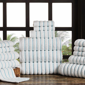 Organic Cotton Wave Plush Striped Assorted 16 Piece Towel Set