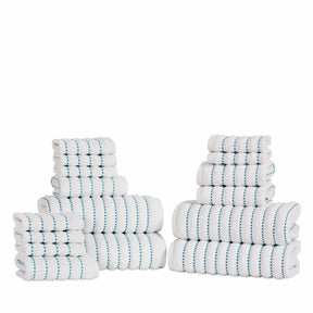 Organic Cotton Wave Plush Striped Assorted 16 Piece Towel Set