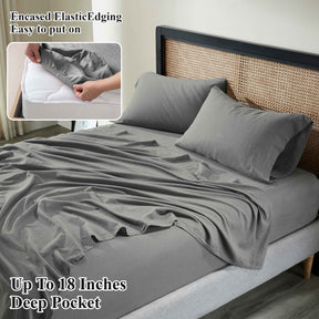 Orion Cotton Linen Blend Garment Washed Deep Pocket Bed Sheet Set