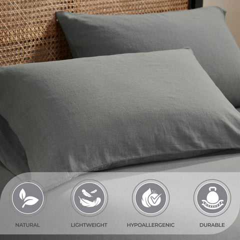 Orion Cotton Linen Garment Washed Deep Pocket Sheet Set