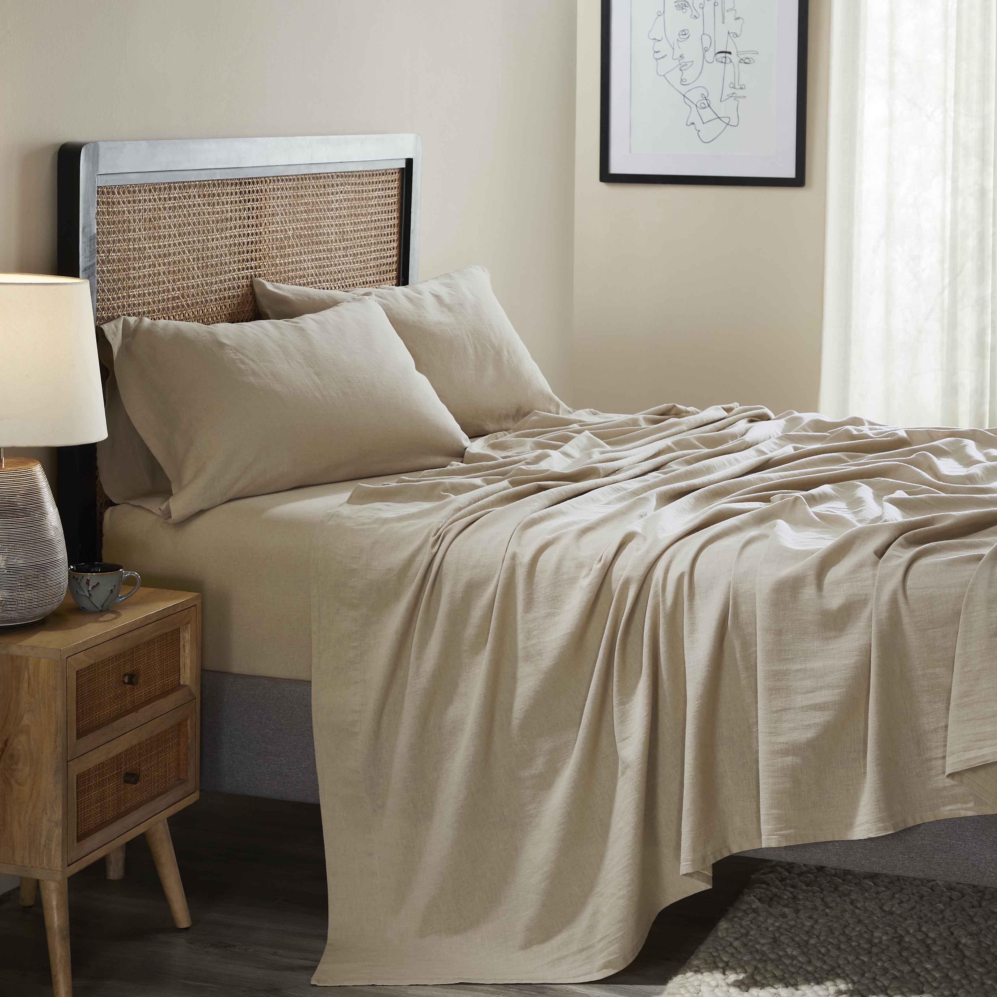 Orion Cotton Linen Blend Garment Washed Deep Pocket Bed Sheet Set
