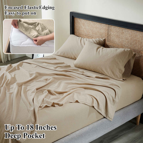 Orion Cotton Linen Garment Washed Deep Pocket Sheet Set