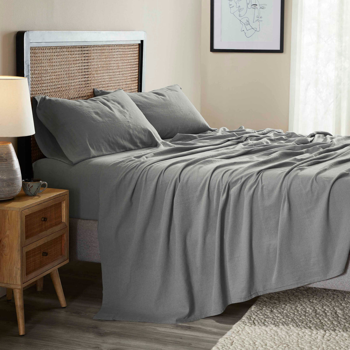 Orion Cotton Linen Garment Washed Deep Pocket Sheet Set