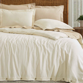Orion Cotton Linen Garment 3 Piece Duvet Cover Set With Pillow Shams