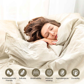 Orion Cotton Linen Garment 3 Piece Duvet Cover Set With Pillow Shams