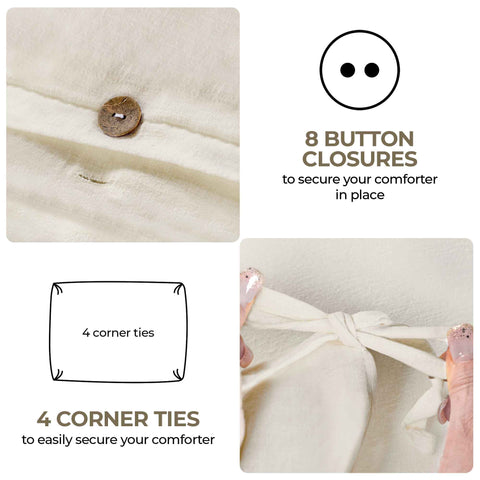 Cotton Linen Lightweight Breathable Duvet Cover Set
