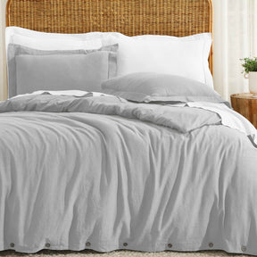 Orion Cotton Linen Garment 3 Piece Duvet Cover Set With Pillow Shams