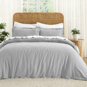 Orion Cotton Linen Garment 3 Piece Duvet Cover Set With Pillow Shams